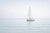 Soft Coastal Sailboat, Minimalist Seascape Art Print, 36″ × 24″ For Sale
