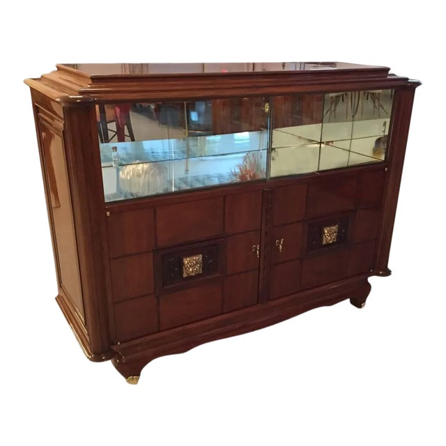 Bronze Face French Art Deco Vitrine / Dry Bar For Sale