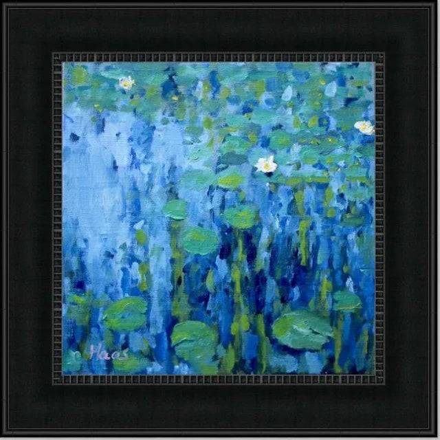 Textile Water Gardens Oil Painting Contemporary Impressionist Style For Sale - Image 7 of 8