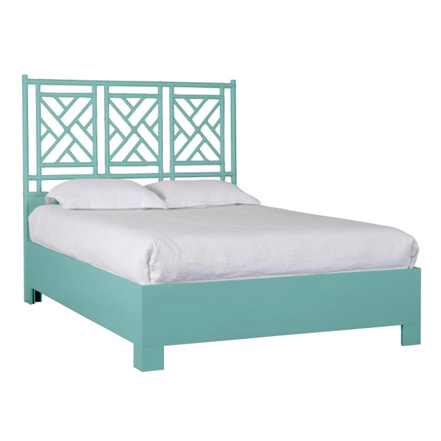 A timeless design, this Chinoiserie styled bed features a Rattan headboard with a Maple Bed Frame. The Rattan headboard is...