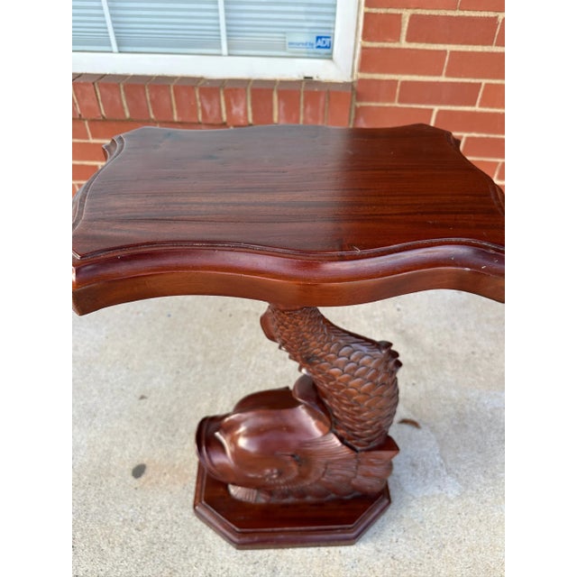 Wood Mahogany Dolphin Pedestal Table Circa 19-C For Sale - Image 7 of 8