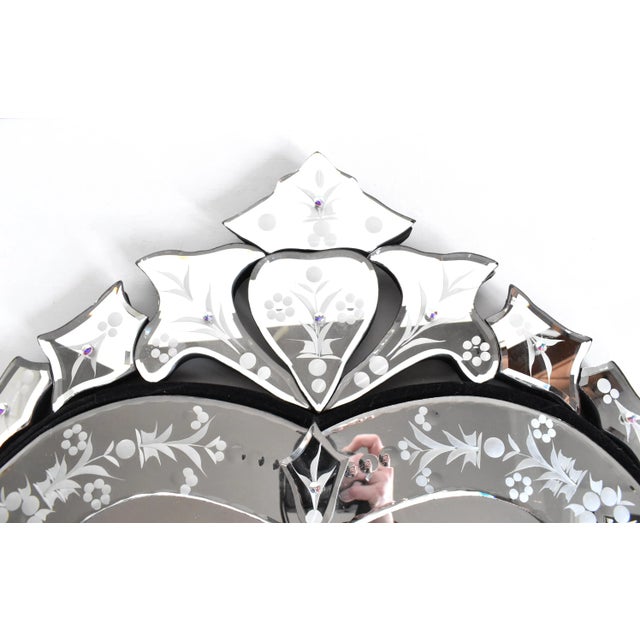 Wood Vintage Mid-Century Venetian Glass Heart Mirror For Sale - Image 7 of 10