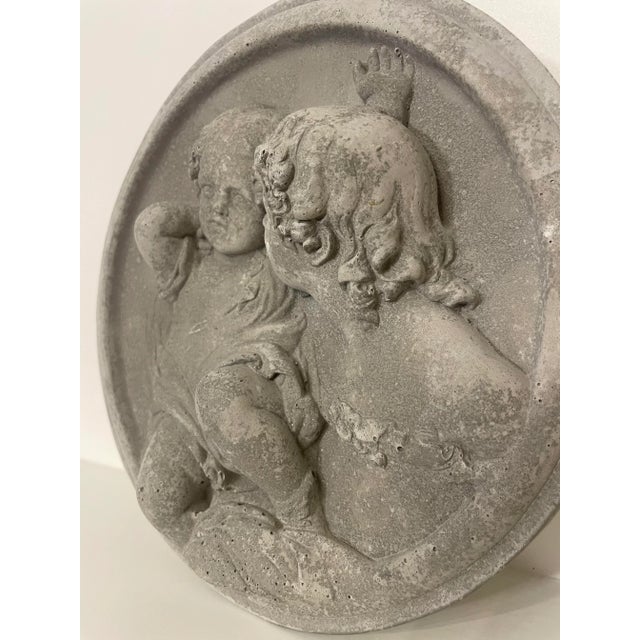Vintage Victorian Garden Concrete Intaglio, the "Calmady Children" in the Style of Sir Thomas Lawrence For Sale In Houston - Image 6 of 11