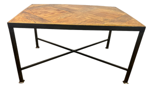 Coffee Table in Oak and Black Wrought Iron