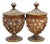 Vintage Amethyst Glass Bronzed Shell Stone Urns Folk Art Mosaic Lidded Chalices For Sale