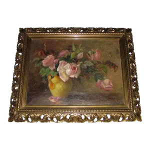 Antique American Oil on Canvas Painting Esther Lawton Coffin 19th Century