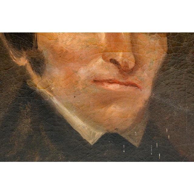 Rare Victorian Antique Post Mortem Deceased Dead Man Oil Painting on Canvas Mourning Art For Sale - Image 9 of 16