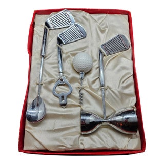 Royal London Five Piece Golf Design Barware Set for Drink Mixing - Original Box For Sale