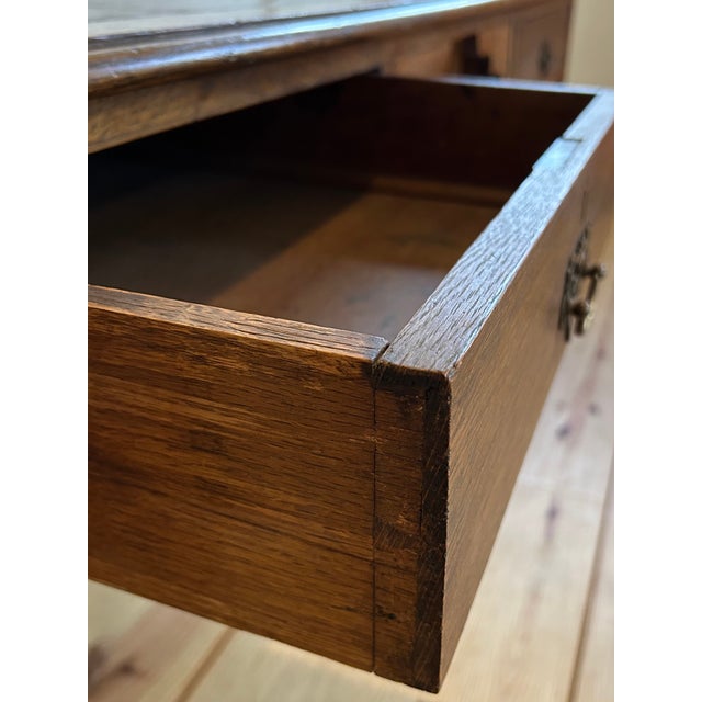 Antique English Library Desk With Leather Top For Sale - Image 10 of 16