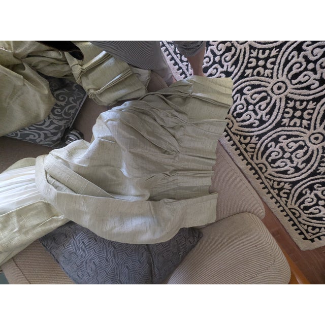Vintage Sage Silk Drapes 3 Panels 76 X 84 Each For Sale - Image 12 of 12