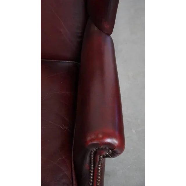 Burgundy Red Cowhide Wing Chairs, Set of 2 For Sale - Image 10 of 18