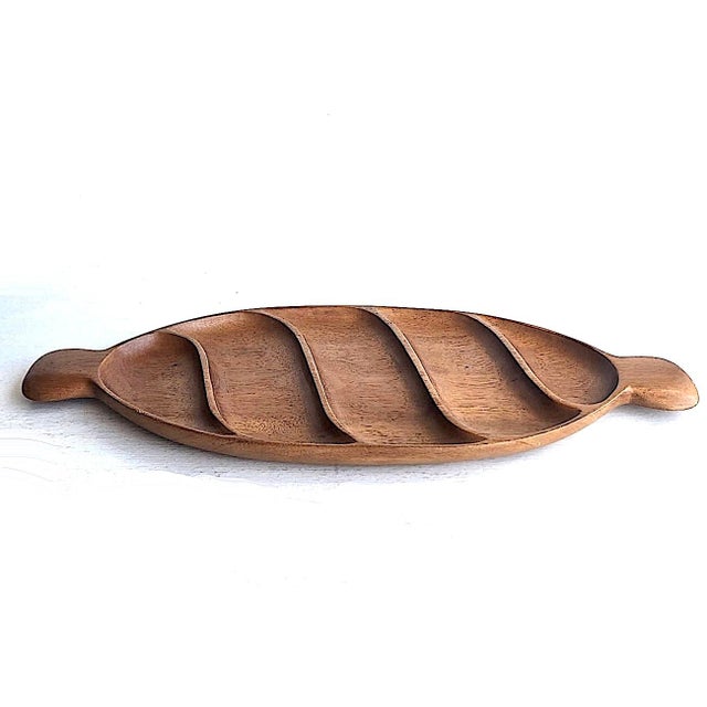 Mid-Century Modern 1960s Taverneau Wood Partitioned Tray/Platter Designed by Arthur Umanoff for Pantalcraft For Sale - Image 3 of 15