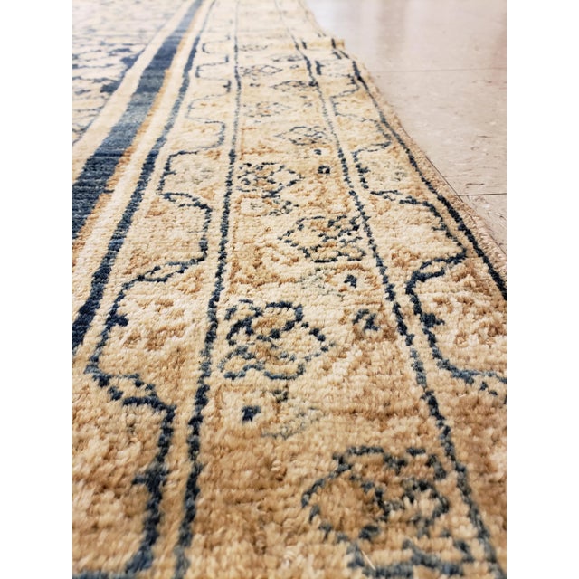 Navy Blue Antique Persian Malayer Handmade Oriental Navy, Light Blue & Cream Runner Rug For Sale - Image 8 of 12
