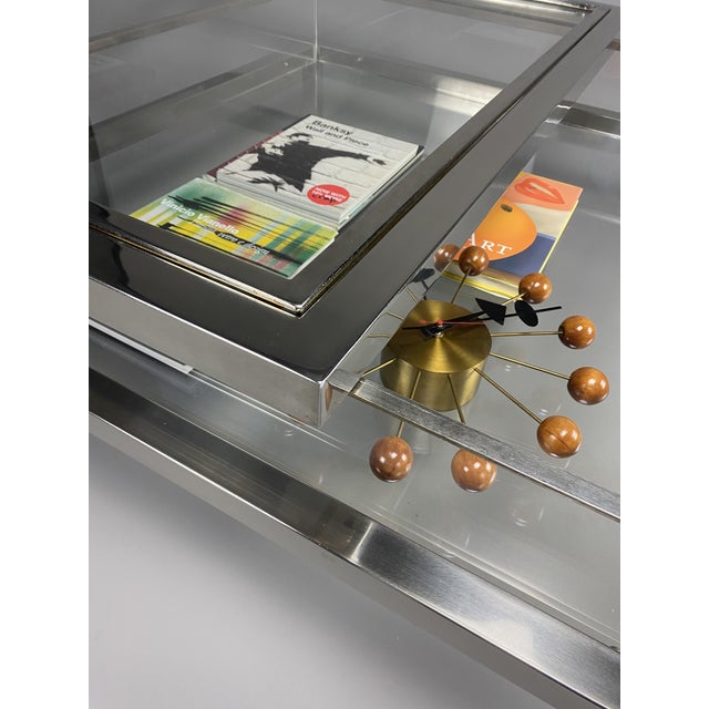 Metal Vintage Sliding Top Coffee Table from Maison Jansen, 1980 For Sale - Image 7 of 15