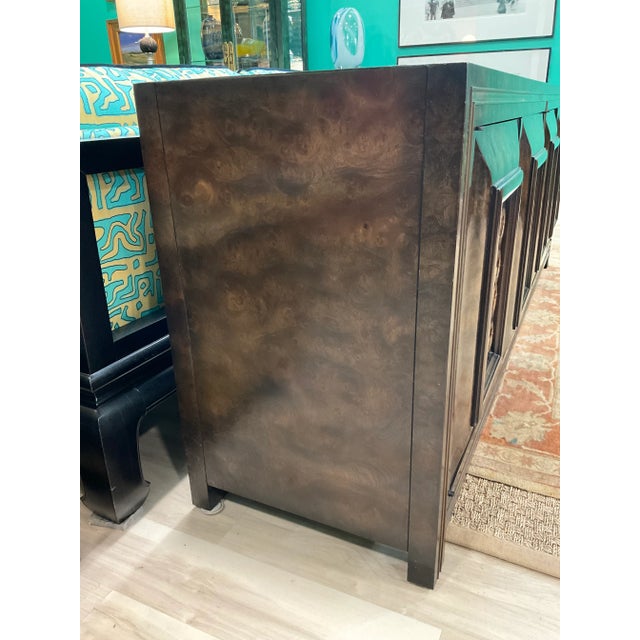 1960s Vintage William Doezema Burled Amboyna Wood and Brass Mastercraft Credenza For Sale In Cleveland - Image 6 of 11