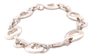 Tiffany & Co. Sterling Silver Vintage Stencil Heart Link Bracelet 29.17g