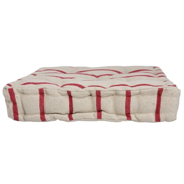 Austin Stripe Red Floor Cushion For Sale - Image 4 of 6