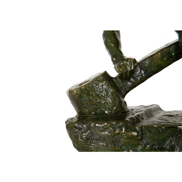 Green French Art Deco Bronze Sculpture “The Lock” by Pierre Le Faguays Ca. 1930 For Sale - Image 8 of 18