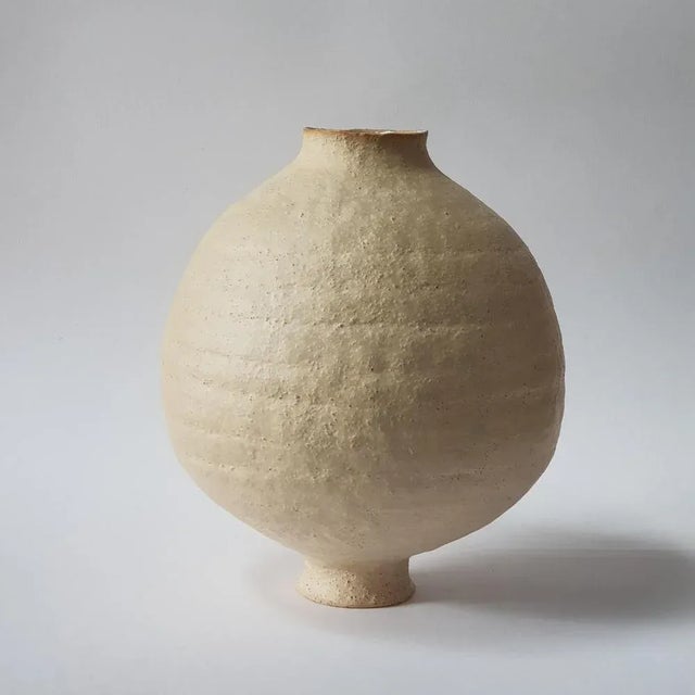 Not Yet Made - Made To Order Beige Stoneware Coiled Moon Jar by Elena Vasilantonaki For Sale - Image 5 of 13