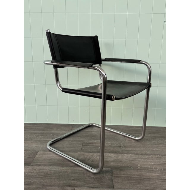 Vintage Italian Chair in Chromed Steel and Black Leather, 1970s For Sale - Image 14 of 14