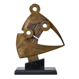 Giuseppe Pulvirenti, Abstract Sculpture, 1978, Bronze on Marble Base For Sale