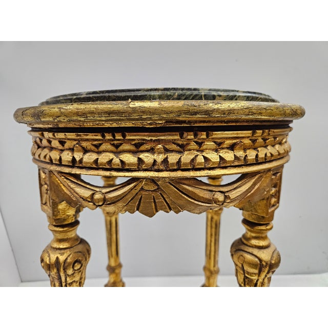 Baroque Gilded Baroque Louis XVI Round Side Table For Sale - Image 3 of 16
