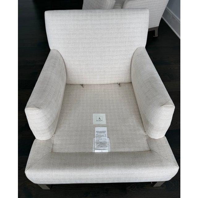 2010s Pair of A. Rudin No. 681 Lounge Chairs Upholstered in Ivory/Beige Fabric For Sale - Image 5 of 14