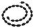 Art Deco Style Black Onyx Beaded Necklace, Sterling Silver Clasp, 21.5" For Sale