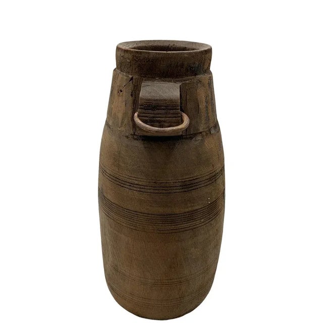 Farmhouse Vintage Indian Wood Vessel For Sale - Image 3 of 6