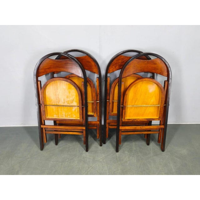 Bauhaus B751 Folding Chairs from Ligna, Czechoslovakia, 1930s, Set of 4 For Sale - Image 12 of 14