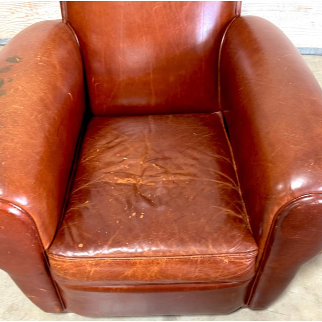 Oversized French Modern Leather Club Chair, France, Circa 1960s For Sale - Image 12 of 18