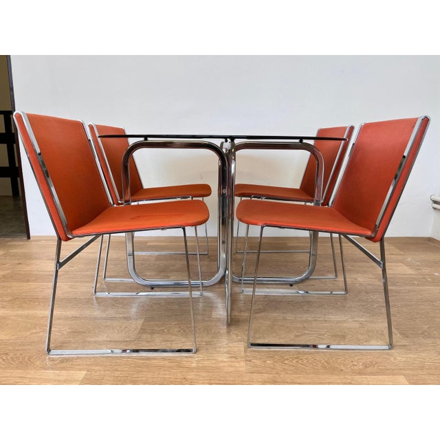 Mid-Century Chrome Dining Chairs and Table, 1970s, Set of 5 For Sale - Image 10 of 16