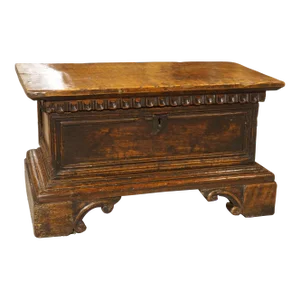 Small 17th Century Italian Carved Walnut Wood Cassone