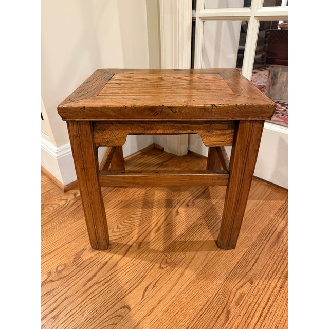 Beautiful Antique Chinese Hardwood Elm Low Side Table / Stool. This lovely table features solid hardwood construction,...