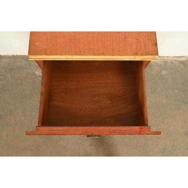 Romweber Style French Regency Louis XVI Burl Wood and Parcel Painted Three-Drawer Bedside Chest, Circa 1940s For Sale - Image 9 of 16