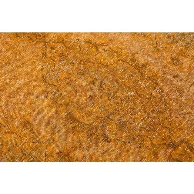 Orange 3 X 4 Orange Handmade Persian Overdyed Wool Rug With Medallion Motif For Sale - Image 8 of 8