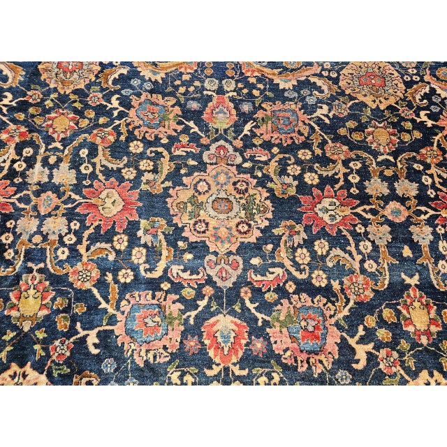 19th Century Oversized Persian Farahan Sarouk Rug, Hand-Knotted Wool, Allover Geometric Design, Navy & Red, 11x17 For Sale - Image 12 of 16