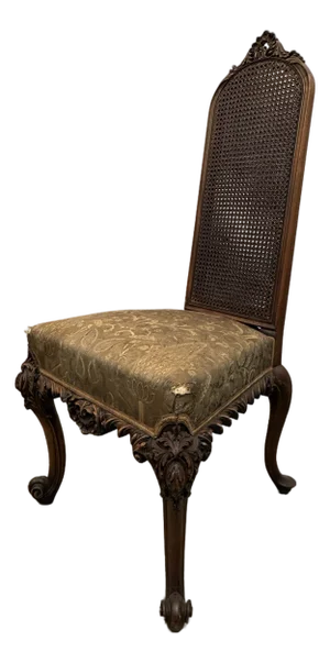 Antique Victorian Double Cane Back Side Chair — Carved Walnut, 19th Century