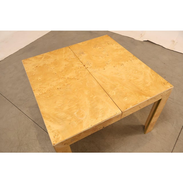 Thomasville Burl Wood Square Dining Table With 2 Leaves For Sale - Image 15 of 18