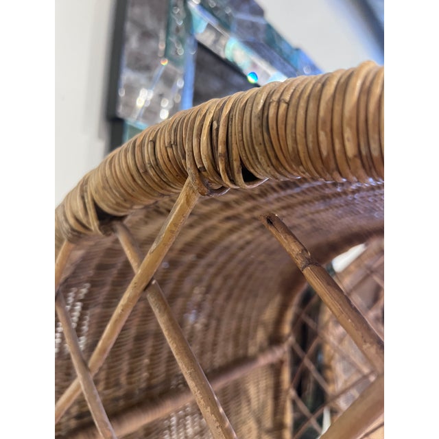 Mid 20th Century Pair Mid 20th Century of Hooded Tall Back Wicker Chairs For Sale - Image 5 of 9