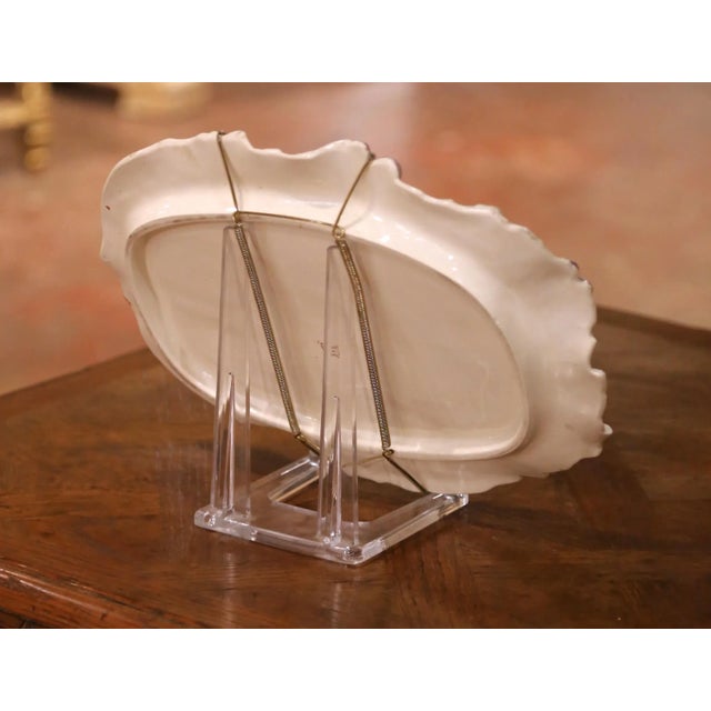 19th Century French Luneville “Campanule” Barbotine Floral Platter, Circa 1890 For Sale - Image 9 of 10