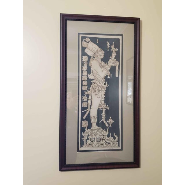 Gray 1990s Fine Art - Interesting Artist-Signed Mexican Pre-Columbian (Reproduction) Mayan Framed Art on Leather For Sale - Image 8 of 8