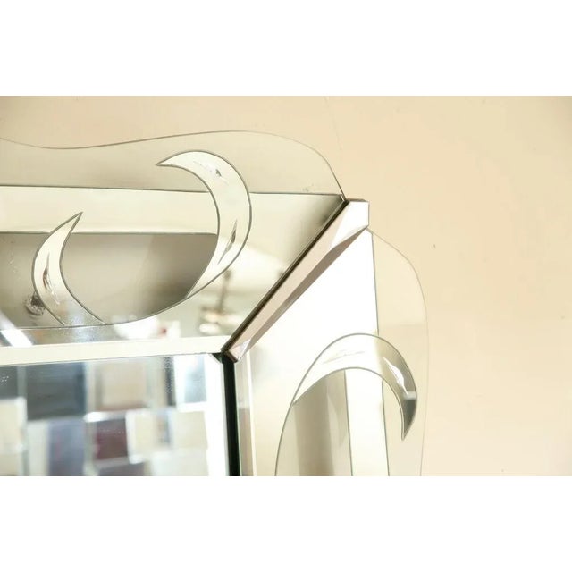 1940s Etched Hollywood Regency Silver Mirror For Sale - Image 5 of 10