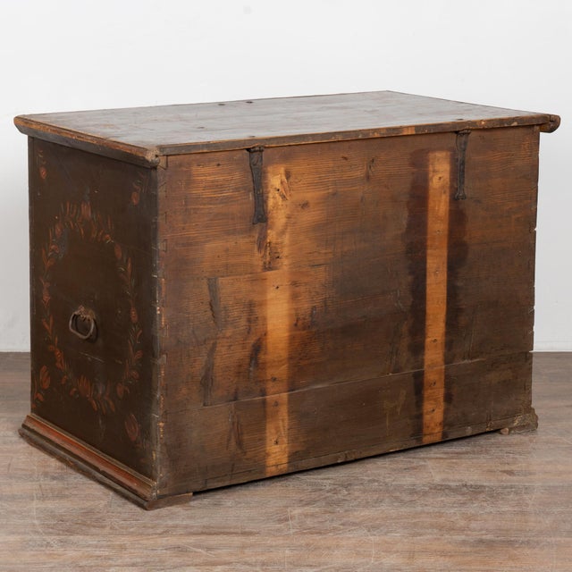 Original Painted Tall Pine Flat Top Trunk Dated 1874 For Sale - Image 18 of 18