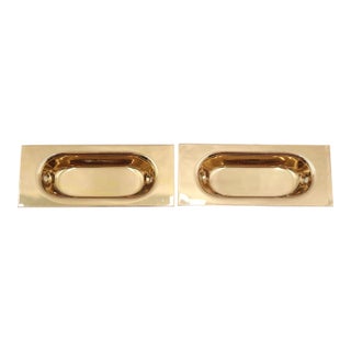Pair of Vintage 3.125 In. Rectangular Polished Brass Window Sash Lifts For Sale