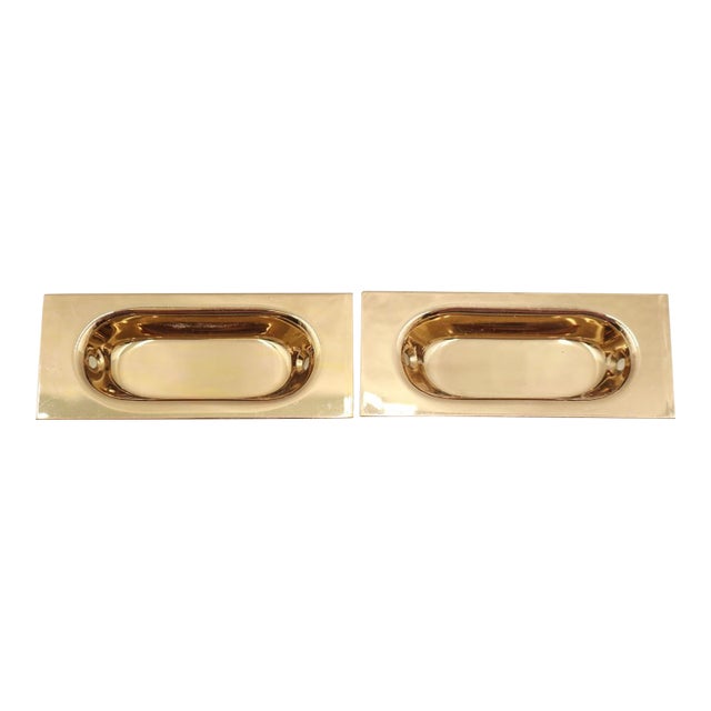 Pair of Vintage 3.125 In. Rectangular Polished Brass Window Sash Lifts For Sale