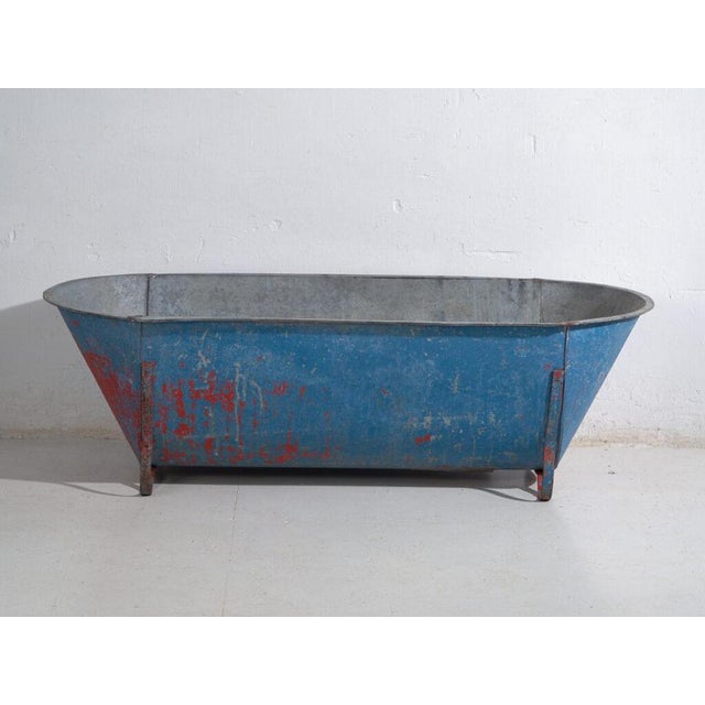 Antique Galvanized Zinc Tub For Sale - Image 5 of 8