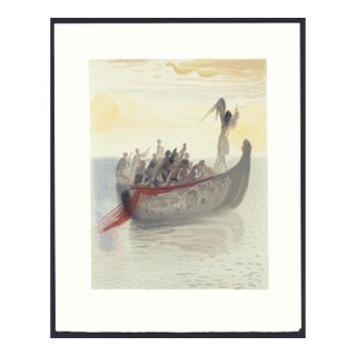 1963 Dalí Divine Comedy Engraving Purgatoire Chant 2 "Le Passeur Angélique" (The Angel Boatman) For Sale