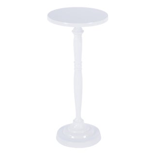Landon Outdoor 10 in. W Round Metal Pedestal Base Side Table, Off White/Ivory Outdoor For Sale