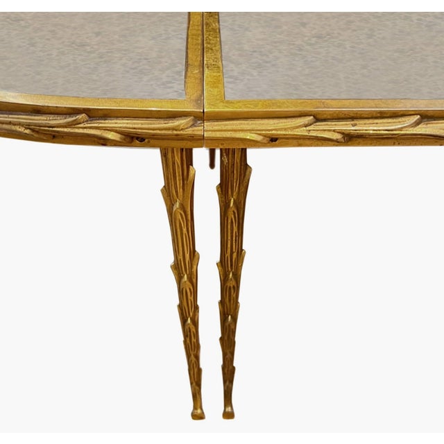 Mid-Century Baguès Bronze Doré Palmier Tripartite Coffee Table, Circa 1950 For Sale - Image 11 of 16